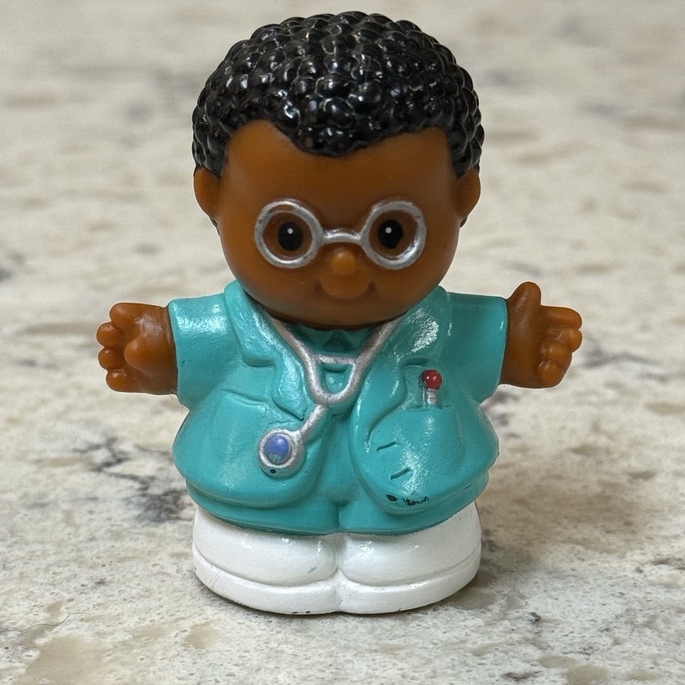 Fisher Price Little People Michael Doctor Nurse Medical Scrubs Black Hair 1997